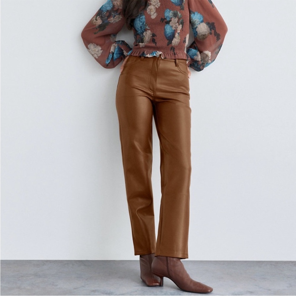 Aritzia Wilfred Brown Leather Pants
